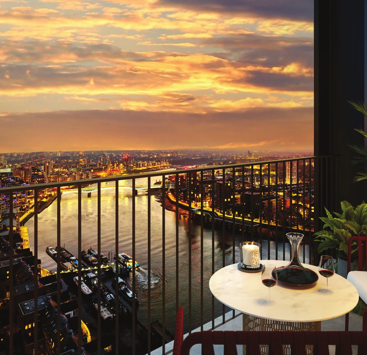 Riverside apartments in Battersea, London